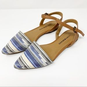 Lucky Brand Pointed Toe Ankle Strap Woven Flat